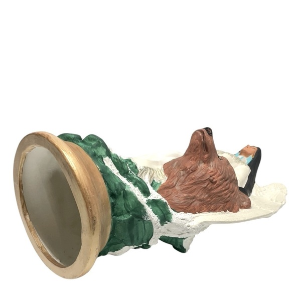 VTG Ceramic Bisque Native American Indian Angel with Bear 13” Tall x 9” Wide - Picture 7 of 15